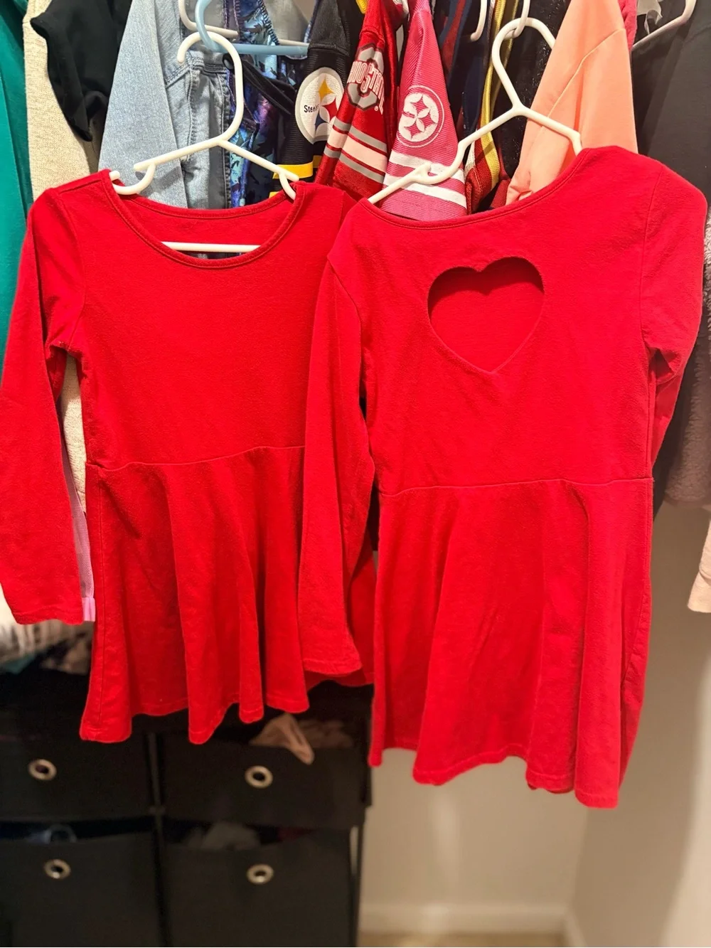 (2) girls heart back dresses 4T & size small
